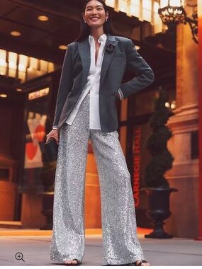 Ann Taylor wide leg sequin pants 6P